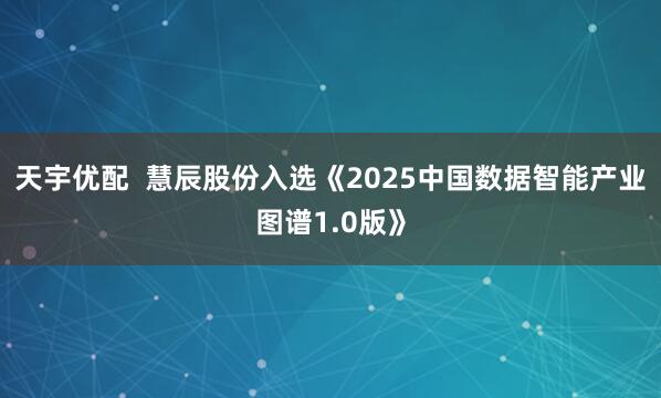 天宇优配  慧辰股份入选《2025中国数据智能产业图谱1.0版》